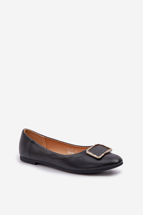 Eco leather ballet flats with decoration black Tulnelia
