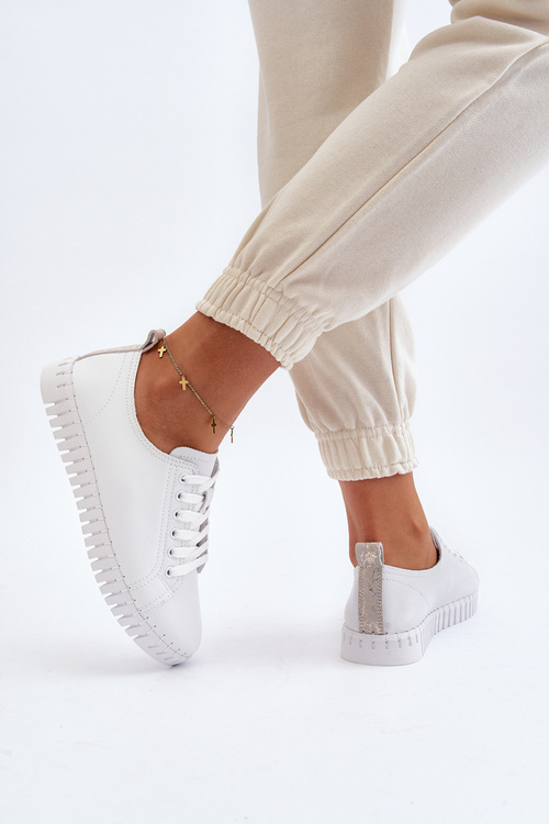 Trampki Damskie Skóra Białe Xenobia 7904