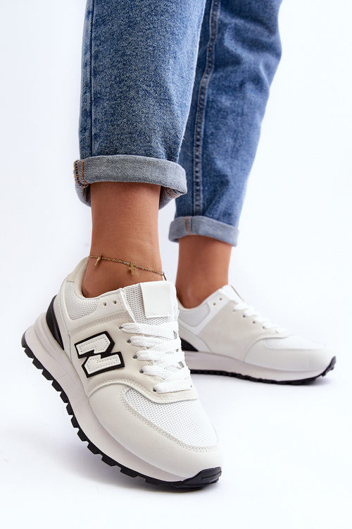 Sneakersy Buty Sportowe Damskie Białe Alettesa PC201