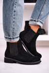 Women's Chelsea Boots With Studs Suede Black Meagan