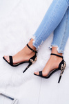 Women's Heeled Sandals Black Gold Leaf Antem
