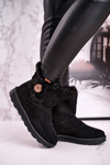 Women's Snow Boots Suede with Fur Black Button