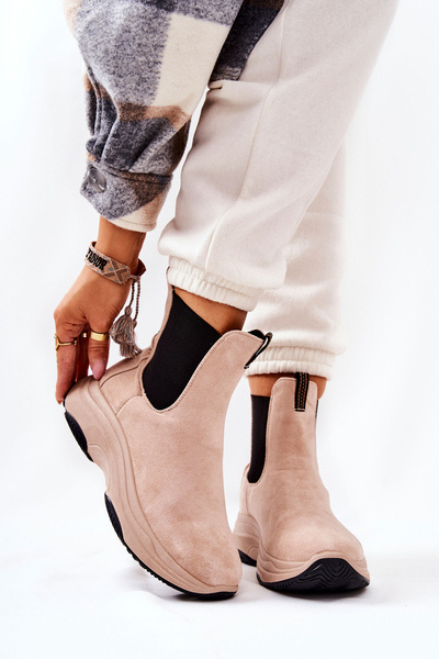 Platform Boots Suede Beige Nicci