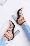 Women's Zirconia Stiletto Sandals Tied Black Everything