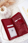 Lacquered Ladies Wallet with Embossing and Gold Detail Red Evlinne