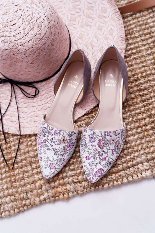 Baleriny Damskie Laura Messi 1110 Skóra Ciemnoszare Augure