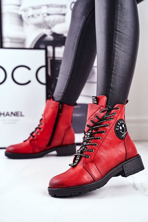 Women's Flat Boots Red Aspen