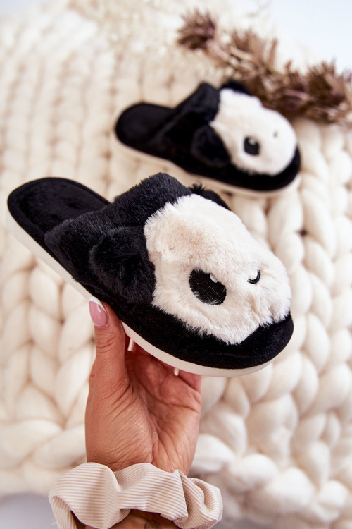 Children's fur slip-on slippers Black Alize