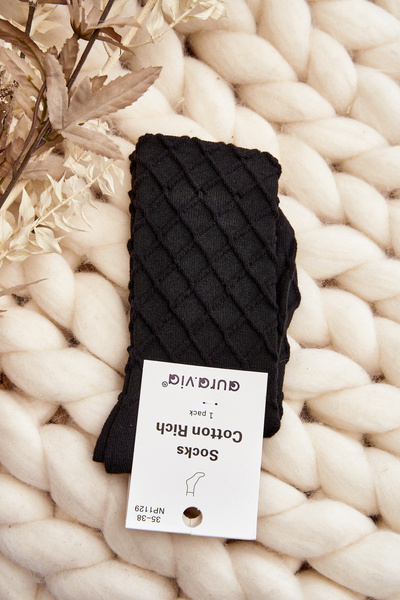 Women's Socks with Decorative Embossing Black
