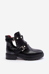 Women's Trapper Boots with Pearls Black Klarisa