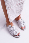 Shiny Flip Flops With Tie Grey Emilia