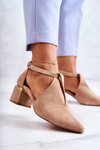 Suede Pumps On A Heel Laura Messi 2309 Light Beige