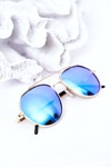 Gold Polarized Aviator Sunglasses With Blue Lenses