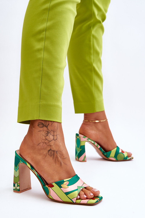 Women's Patterned Heel Slippers Green Adelise