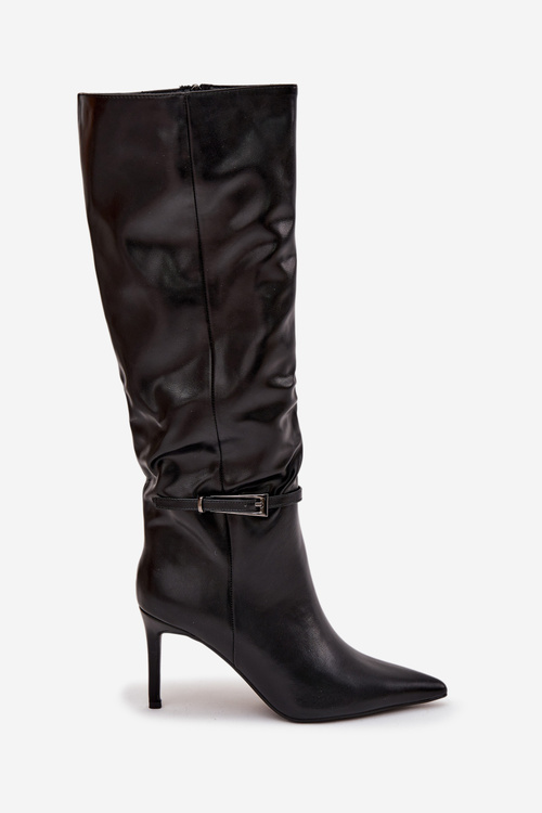 Women's High Heel Boots with Strap Black Lisanne