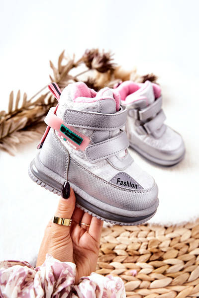 Insulated Snow Boots Zipper Silver Hesiera