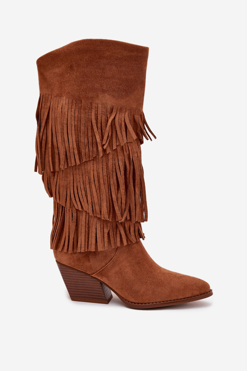 Insulated Cowboy Boots Women's With Fringes Camel Brivina