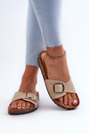 Women's Cork Platform Sandals with Buckle Beige Moaxi