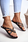 Rubber flip flops studded with rhinestones Havana