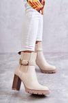 leather boots on a post with a decorative belt Beige Maresol