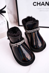 Children's Snow Boots With Fur Petrol Black Princess
