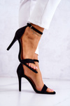 Women's Sandals On A High Heel Suede Black Massimo