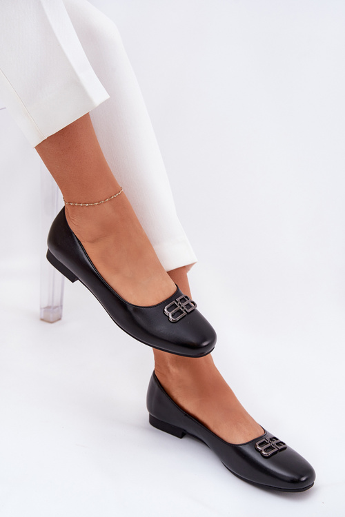 Elegant Women's Ballerinas With Decoration Vinceza 62206 Black