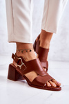 Leather High Heel Sandals La.Fi Brown Leratto