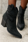 Embellished Cowboy Ankle Boots With Pointed Toes Black S.Barski HY42-121
