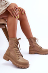 Women's Leather Lace-up Boots Beige Faustina