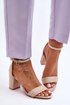 Suede High Heel Sandals Beige Madame