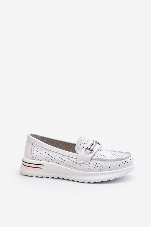White Women's Leather Moccasins Veridinna