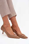 Women's High Heels with Decorative Detail Dark Beige Amelora