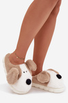 Furry Ladies Slippers Dogs Beige Faylen