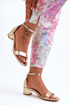 Leather Heeled Sandals Smooth gold Inspire Me!