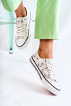 Women's Low Sneakers With Flowers White Janey
