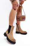 Women's Lined Ankle Boots with Zipper Beige Vesta
