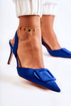 Suede High Heels With Toe In Spitz Dark blue Emberly