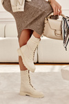 Women's Boots With A Sock On A Flat Heel Beige Liam