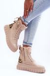 Women's Suede Boots on a Platform Light Beige Raftera