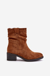 Warm Women's Boots With Gathered Shaft On Low Heel Beige Zinanya