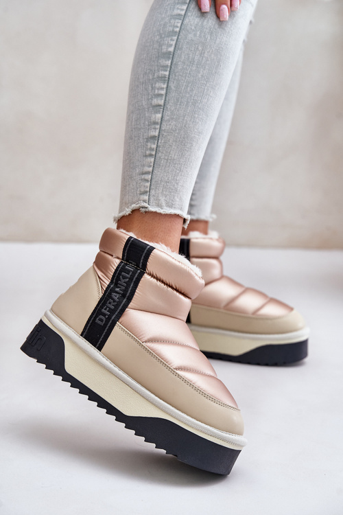 Śniegowce Niskie Gruba Podeszwa Beżowe D.Franklin DFSH371010