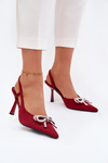 Red Derissa women's high heels with bow and open heel