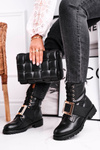 Women's Boots With Golden Buckle Black Happy Su