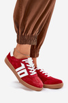 Niskie Buty Sportowe Sneakersy Damskie Zamszowe Czerwone Vinceza 79517