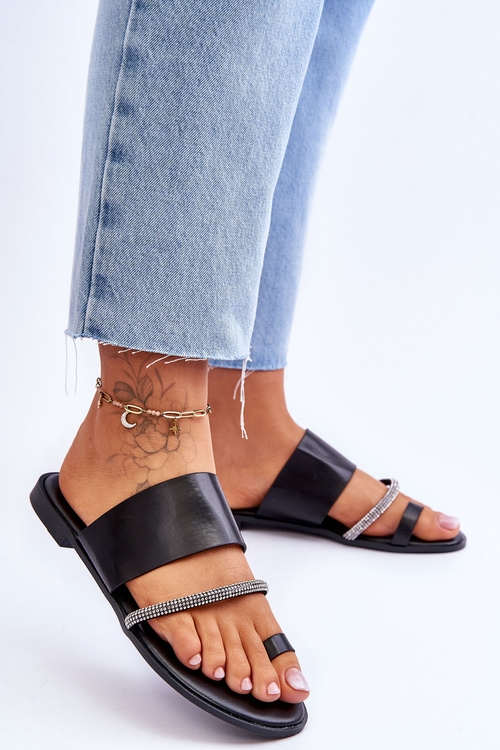 Women's Flip Flops With Decorative Strap Black Sublime