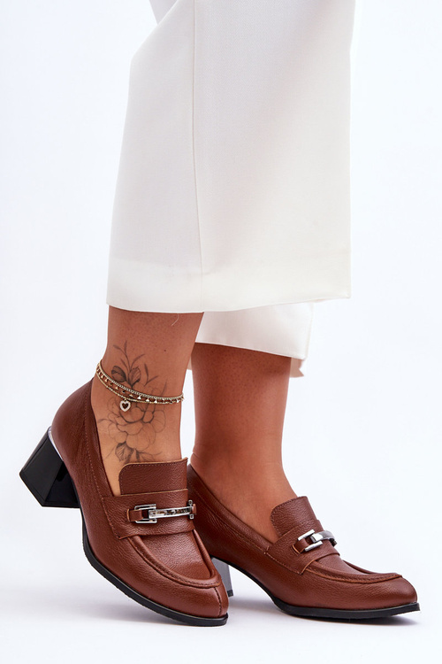 Comfortable Leather Pumps Brown Damira