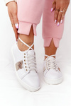 Women's Leather Sneakers Lewski Shoes 2786-0 White-Gold