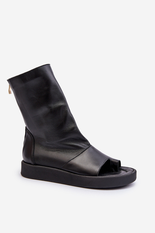 Sandały Skóra Naturalna Cholewka Czarne Zazoo 3441