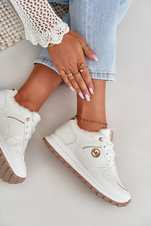 Damskie Ocieplane Futerkiem Na Platformie Białe Lerisas